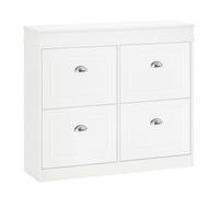 HomCom Mueble zapatero 4 puertas — Estrecho, 16 pares, estantes ajustables y extraíbles, Blanco