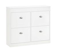 HOMCOM Mueble Zapatero de 4 Puertas Zapatero Estrecho Capacidad de 32 Pares para Pasillo Entrada Recibidor 98x24x83 cm Blanco White