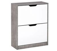 HOMCOM Mueble Zapatero de Recibidor con 2 Cajones Abatibles 62,5x26x81 cm Gris
