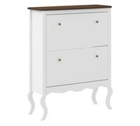 HOMCOM Mueble zapatero estilo francés estrecho - 2 cajones, estantes ajustables, 16 pares, blanco