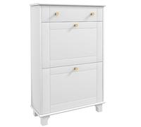 HOMCOM Mueble Zapatero Estrecho Zapatero Entrada Recibidor con 2 Cajones Abatibles y 1 Cajón Extraíble para 8 Pares de Zapatos para Pasillo 60x23,5x98,5 cm Blanco