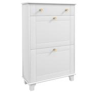 HOMCOM Mueble Zapatero Estrecho Zapatero Entrada Recibidor con 2 Cajones Abatibles y 1 Cajón Extraíble para 8 Pares de Zapatos para Pasillo 60x23,5x98,5 cm Blanco