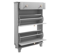 HOMCOM Mueble Zapatero Estrecho con 2 Puertas Abatibles y 1 Cajón para 8 Pares de Zapatos 60x23,5x98,5 cm Gris