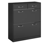 HOMCOM Mueble Zapatero Estrecho Zapatero Entrada Recibidor con 2 Cajones Abatibles y 2 Cajones Extraíbles para 12 Pares de Zapatos para Pasillo 80x30x91,5 cm Negro
