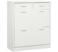 HOMCOM Mueble Zapatero Estrecho Zapatero Entrada Recibidor con 2 Cajones Abatibles y 2 Cajones Extraíbles para 12 Pares de Zapatos para Pasillo 80x30x91,5 cm Blanco
