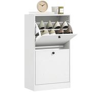 HOMCOM Mueble Zapatero Estrecho Zapatero Entrada Recibidor con 2 Cajones Abatibles y Estantes Ajustables para 8 Pares de Zapatos