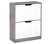 HOMCOM Mueble Zapatero Moderno con 2 Cajones Abatibles Estantes Ajustables para 8 Pares de Zapatos 62,5x26x81 cm Gris