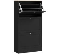 HOMCOM Mueble Zapatero Moderno con 3 Cajones Abatibles y Estantes Ajustables para 18 Pares de Zapatos 60x23,5x115 cm Negro