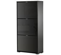 HOMCOM Mueble Zapatero Moderno para Pasillo Entrada con 6 Estantes de Almacenaje Espacio de Exihibición 60x26x124cm Negro Aosom España