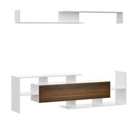 Homcom muebles de salón conjunto muebles de tv para televisiones de pared hasta 65" o de pie hasta 40"con mesa para televisor 153,6x25x42 cm y estante de pared 150x14,5x16,3 cm blanco y marrón