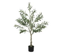 HOMCOM Olivo Artificial 120 cm Planta Artificial Decorativa con Hojas de Seda y 20 Aceitunas Decoración Interior para Hogar Oficina Dormitorio Salón Pack 1 ×1