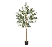 HOMCOM Olivo Artificial 150 cm Planta Artificial con Maceta y Hojas Decorativas para Interior Verde Aceituna L