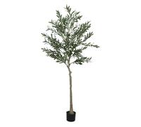 Homcom olivo artificial 180 cm planta artificial decorativa grande árbol artificial de interior con 40 aceitunas decoración para hogar oficina balcón dormitorio verde