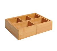 HOMCOM Organizador de Escritorio de Bambú Caja de Almacenamiento Extensible con 5-7 Cajones para Maquillaje 24,6-41x17,6x7 cm Natural Aosom España