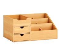 HOMCOM Organizador de Escritorio de Bambú Multifuncional con Sistema de Almacenaje para Oficina Mesa 33x20,5x15,5 cm Color Natural Aosom España