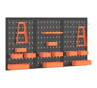 HOMCOM Organizador de Herramientas de Pared de 33 Piezas 120x60 cm con Ganchos Contenedores y Estantes Negro y Naranja