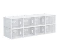 HOMCOM Organizador de Zapatos Modular Estantería con 8 Cubos Puertas Magnéticas para Dormitorio Pasillo 28x36x21 cm Transparente Aosom España