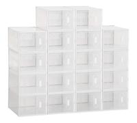 HOMCOM Organizador de Zapatos Modular Estantería Modulable con 18 Cubos Puertas Magnéticas 25x35x19 cm Transparente Aosom España