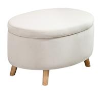 HOMCOM Otomana Puff Tapizada en Terciopelo Acolchada Taburete de Almacenaje con Tapa Extraíble y Patas de Madera 71x51,5x42 cm Beige Aosom España