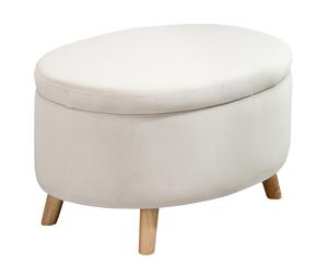 HOMCOM Otomana Puff Tapizada en Terciopelo Acolchada Taburete de Almacenaje con Tapa Extraíble y Patas de Madera 71x51,5x42 cm Beige Aosom España