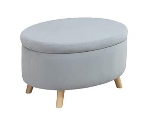 HOMCOM Otomana Puff Tapizada en Terciopelo Acolchada Taburete de Almacenaje con Tapa Extraíble y Patas de Madera para Dormitorio Salón Pasillo 71x51,5x42 cm Gris