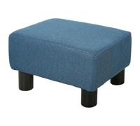 HOMCOM Otomano de tela lino con patas 40 x 30 x 24cm, Azul | Reposapiés, asiento pequeño, puf, oficina en casa
