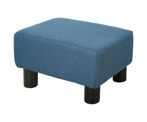 HOMCOM Otomano de tela lino con patas 40 x 30 x 24cm, Azul | Reposapiés, asiento pequeño, puf, oficina en casa