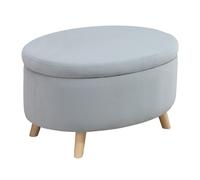 HOMCOM Otomano Puff Tapizado en Terciopelo Acolchado Taburete de Almacenaje Elíptico con Tapa Extraíble y Patas de Madera para Dormitorio Salón Pasillo 71x51,5x42 cm Gray 71x51.5x42cm