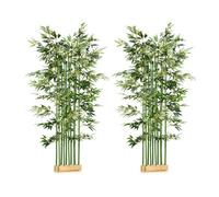 HOMCOM Bambú Artificiales Pack de 2 180 cm 1640 Hojas 35x10x180 cm Verde