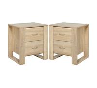 Homcom pack de 2 mesitas de noche con 2 cajones patas y base elevada para dormitorio mesa lateral para sala de estar estilo moderno 48x39x54 cm natural 54 cm