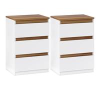 HOMCOM Pack de 2 Mesitas de Noche Estrechas de 3 Cajones Cajoneras para Salón Pasillo 40x30x59,5 cm Blanco