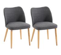 HOMCOM Pack de 2 Sillas de Cocina Nórdicas Tapizadas de Lino Respaldo Curvo Asiento Acolchado Patas de Madera Gris Claro