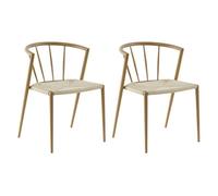 HomCom Sillas de comedor Pack de 2 – Asiento de cuerda de papel, apilables, 120 kg, Roble y Crema
