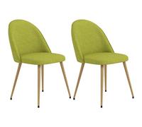 HOMCOM Pack de 2 Sillas de Comedor Sillas de Cocina Tapizadas de Tela de Lino con Patas de Acero para Salón Dormitorio Carga 120 kg 50x52x83 cm Verde