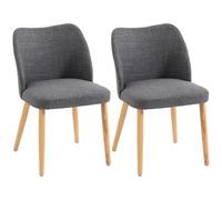 HOMCOM Pack de 2 Sillas de Comedor Tapizadas de Lino Gris Claro