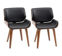 HOMCOM Pack de 2 Sillas de Comedor Tapizadas en Cuero Sintético Negro