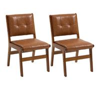 HOMCOM Pack de 2 Sillas de Comedor Tapizadas en PU para Salón Marrón