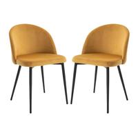 HOMCOM Pack de 2 Sillas de Comedor Tapizadas en Terciopelo Sillas de Cocina con Respaldo Acolchados y Patas de Metal Carga 90 kg para Salón 49x50x77 cm Camel