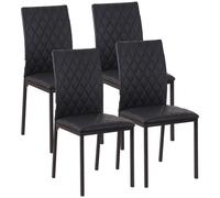 HOMCOM Pack de 4 Sillas de Comedor con Respaldo Alto Tapizadas en Cuero Sintético Patas de Acero Negro