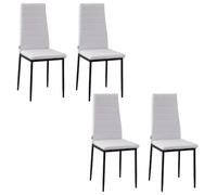 HOMCOM Set de 4 Sillas de Comedor Elegantes Tapizadas en Lino Patas de Metal para Cocina Dormitorio Blanco 41x50x97 cm Aosom España