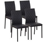 HOMCOM Pack de 4 Sillas de Comedor Modernas Respaldo Alto Negro
