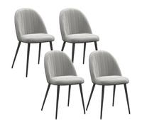 HOMCOM Pack de 4 Sillas de Comedor Modernas, Sillas de Cocina Tapizada en Terciopelo con Respaldo Curvo y Patas de Acero, para Salón, Gris Gray
