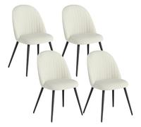 HOMCOM Pack de 4 Sillas de Comedor Modernas, Sillas de Cocina Tapizada en Terciopelo con Respaldo Curvo y Patas de Acero, para Salón, Crema