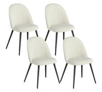 Homcom pack de 4 sillas de comedor modernas, sillas de cocina tapizada en terciopelo con respaldo curvo y patas de acero, para salón, crema