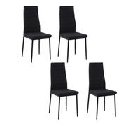 Homcom pack de 4 sillas de comedor modernas, sillas de cocina tapizadas en lino sintético con respaldo alto y patas de metal, para salón, negro
