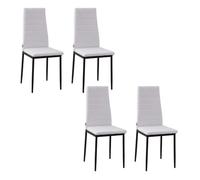 HOMCOM Set de 4 Sillas de Comedor Elegantes Tapizadas en Lino Patas de Metal para Cocina Dormitorio Blanco 41x50x97 cm Aosom España
