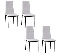 HOMCOM Pack de 4 Sillas de Comedor Modernas, Sillas de Cocina Tapizadas en Lino Sintético con Respaldo Alto y Patas de Metal, para Salón, Blanco