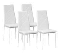 HOMCOM Pack de 4 Sillas de Comedor Respaldo Alto Asiento Acolchado Blanco