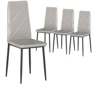 HOMCOM Set de 6 Sillas de Comedor Tapizadas de Piel Sintética 41x50x97 cm Blanco Gris oscuro