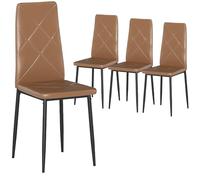 HOMCOM Pack de 4 Sillas de Comedor Respaldo Alto Asiento Acolchado Marrón